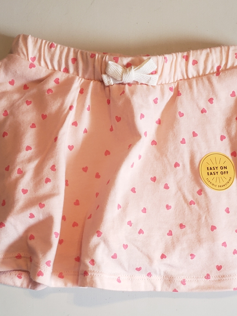 Cat & Jack Pink Heart-Print Skort with White Waist Bow